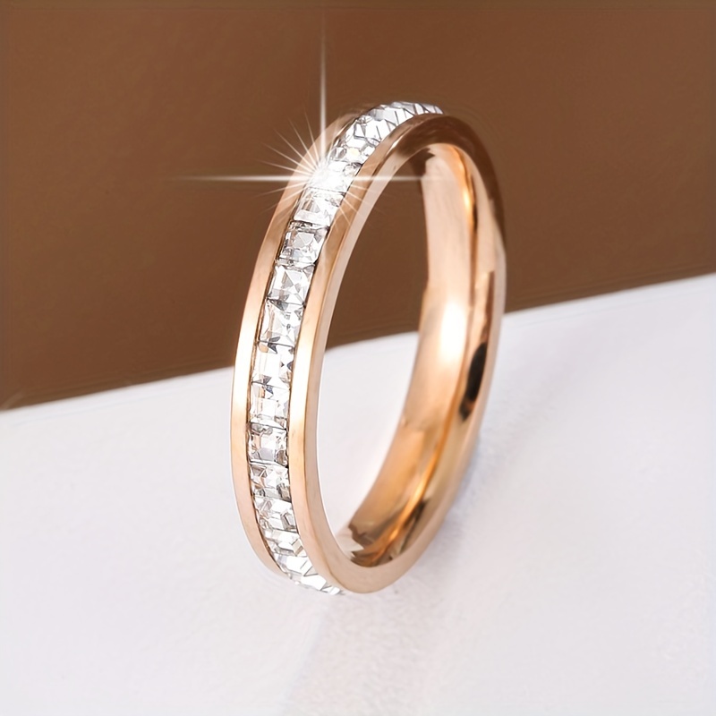Minimalist Square Zirconia Titanium Personalized Ring
